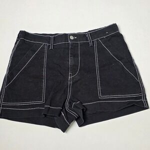 Faded Rose Essentials Shorts Women M Black Contrast Stitch Utility High Rise